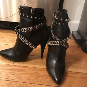Saint Laurent Chain-Wrapped Tumbled Leather Boot